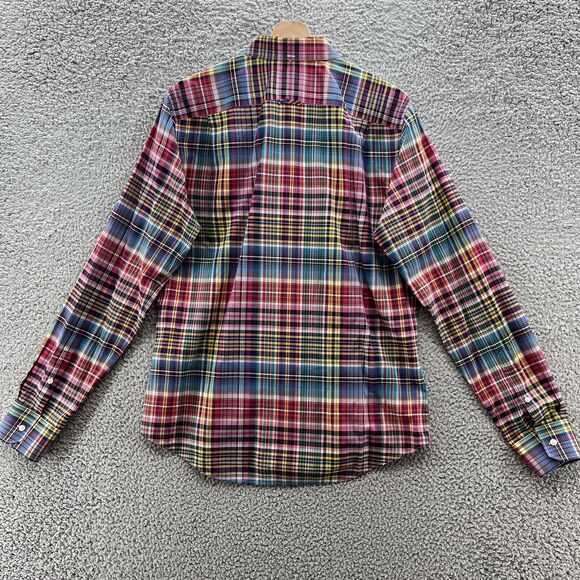 Vince Shirt Mens Medium Colorful Plaid Long Sleeve Cotton Slim Fit Button Down - Picture 10 of 13